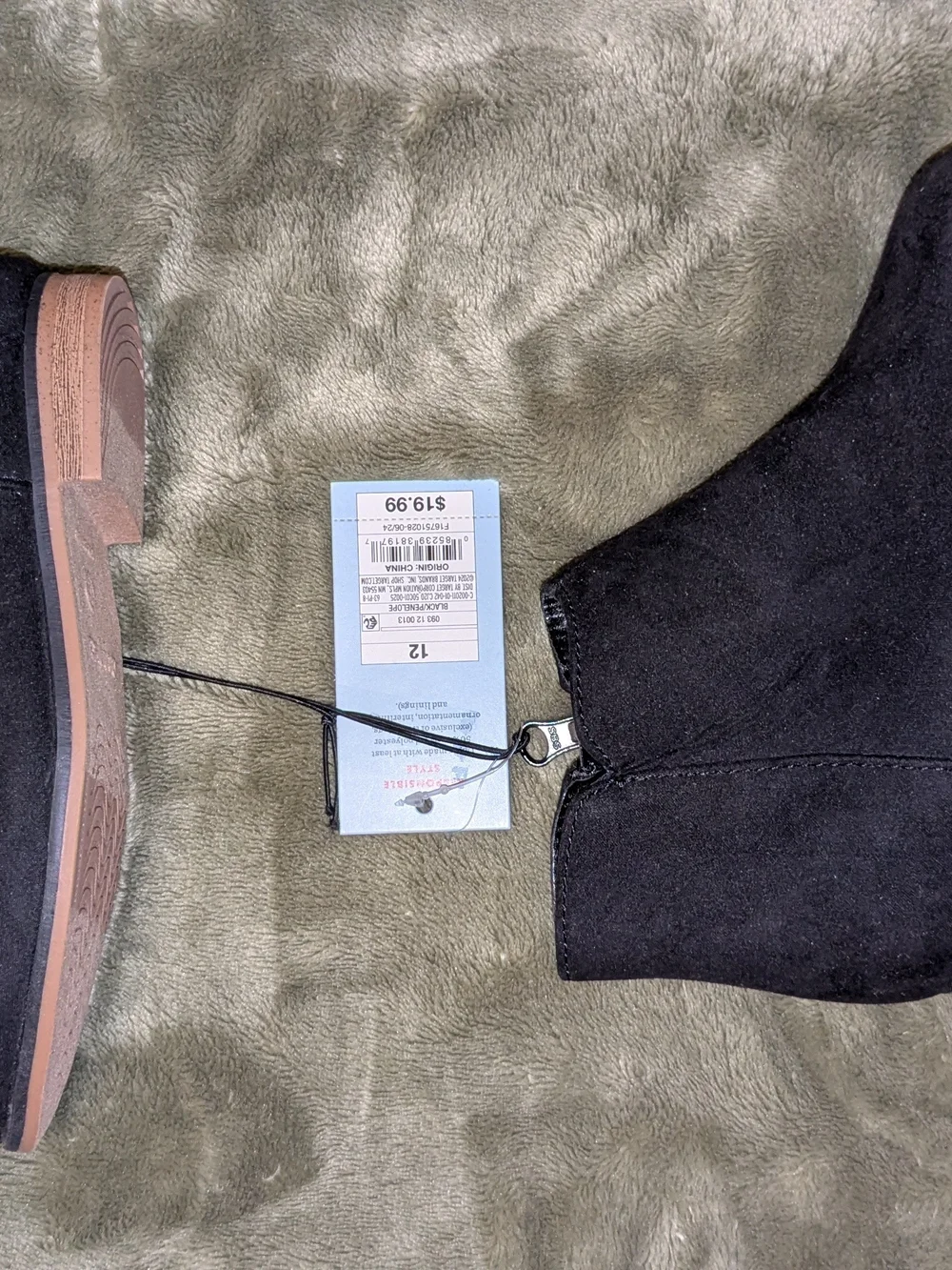 wonder nation Black Suede-Look Side Zip Ankle Boots - Picture 3 of 5
